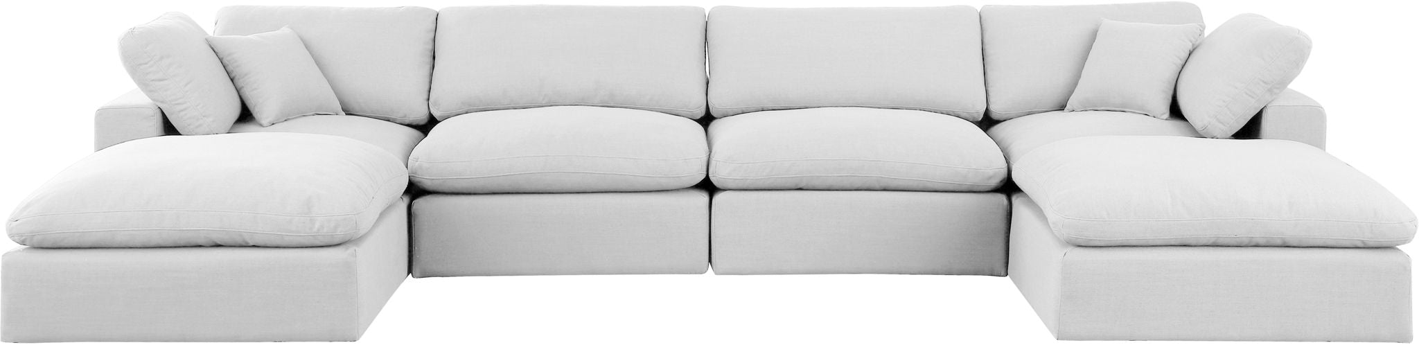 Comfy - 6 Piece Linen Modular Double Chaise Sectional - Simple Home Plus