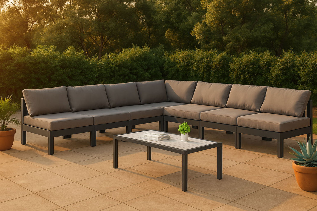 Nizuc - Outdoor Patio 7 Piece Modular Sectional With Gray Frame - Simple Home Plus