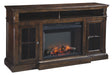 Roddinton - Dark Brown - XL TV Stand w/Fireplace Option - Simple Home Plus
