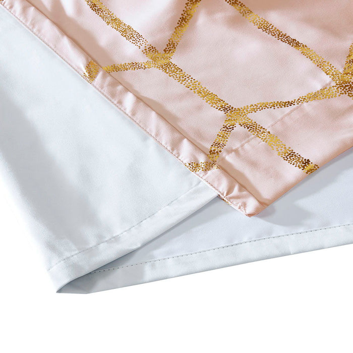 Raina - 63" Total Blackout Metallic Print Grommet Top Curtain Panel - Blush / Gold - Simple Home Plus