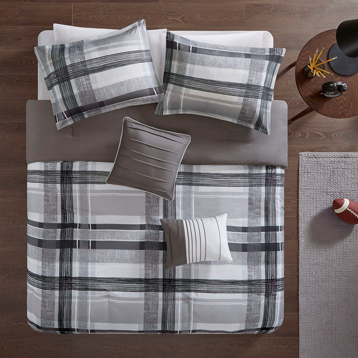 Rudy - Plaid Comforter Set - Black - Simple Home Plus