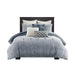 Essence - Oversized Cotton Clipped Jacquard Comforter Set With Euro Shams and Throw Pillows - Light Blue - Simple Home Plus