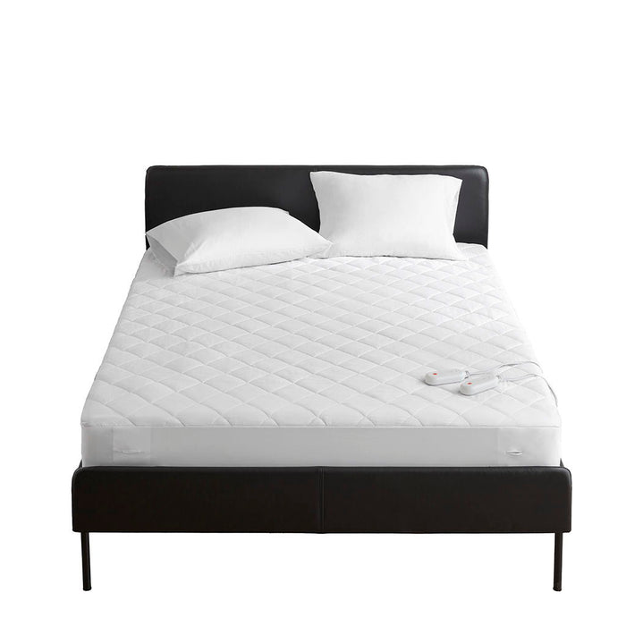 Embossed - King Heated Mattress Pad - White - Simple Home Plus