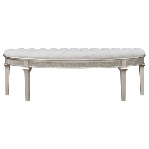 Evangeline - Curved Fabric Upholstered Bench - Silver Oak - Simple Home Plus