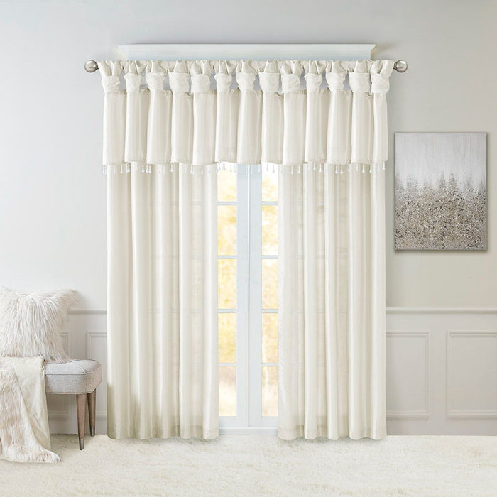 Emilia - Twist Tab Lined Window Curtain Panel Pair - White - Simple Home Plus