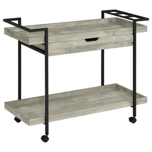Ventura - 1-Drawer Engineered Wood Bar Cart - Gray Driftwood - Simple Home Plus