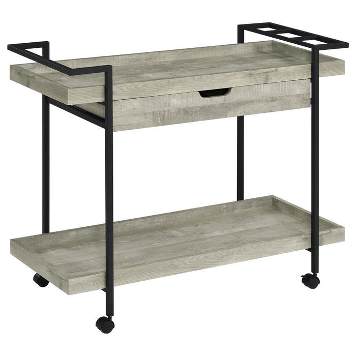 Ventura - 1-Drawer Engineered Wood Bar Cart - Gray Driftwood - Simple Home Plus