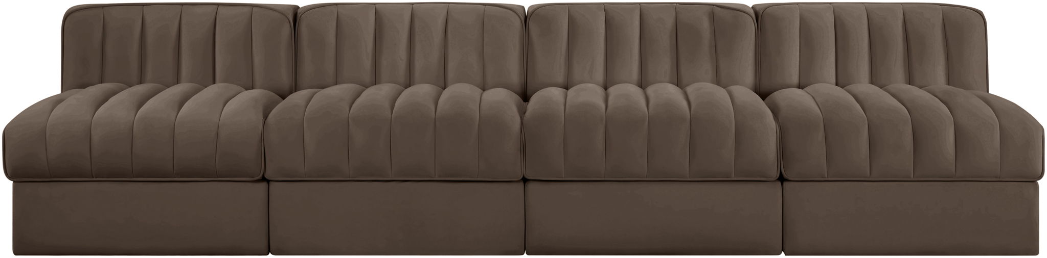 Rummi - Armless Velvet Performance Fabric Upholstered 4 Piece Modular Sofa - Simple Home Plus
