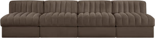 Rummi - Armless Velvet Performance Fabric Upholstered 4 Piece Modular Sofa - Simple Home Plus