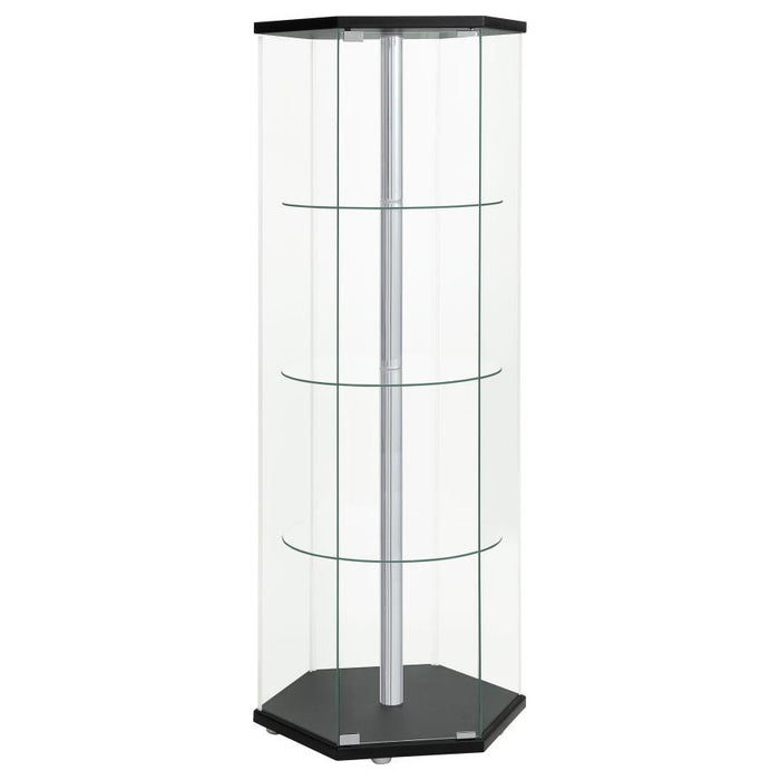 Zahavah - 4-Shelf Hexagonal Clear Glass Curio Cabinet - Simple Home Plus