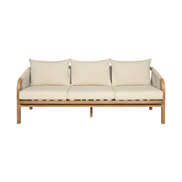 Cypress - Outdoor Patio Sofa - Blonde Eucalyptus / Ivory - Simple Home Plus
