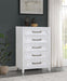 Marielle - 5-Drawer Bedroom Chest - Distressed White - Simple Home Plus