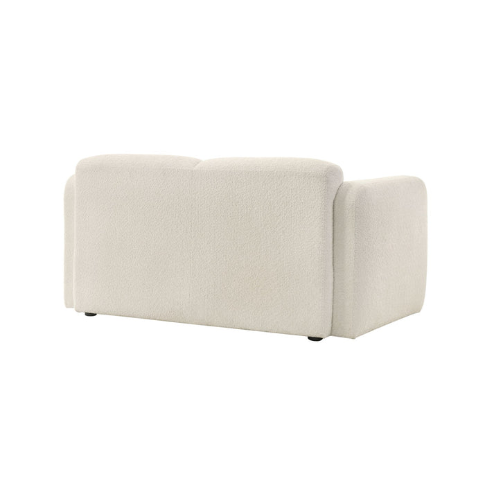 Sierra - Boucle Fabric Loveseat With Rounded Arms - Ivory - Simple Home Plus
