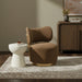 Elara - Velvet Upholstered Swivel Accent Chair - Saddle / Stained Natural - Simple Home Plus
