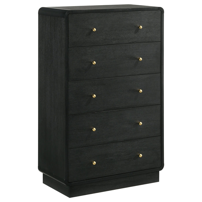 Cavelle - 5-Drawer Chest Of Drawers - Black - Simple Home Plus