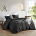 Porter - Twin/Twin Long Soft Washed Pleated Duvet Cover Set - Black - Simple Home Plus
