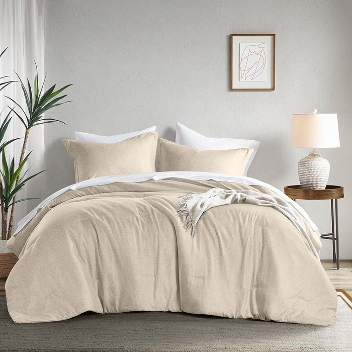 Camden - King/California King Chambray Print Solid Comforter Set - Neutral - Simple Home Plus