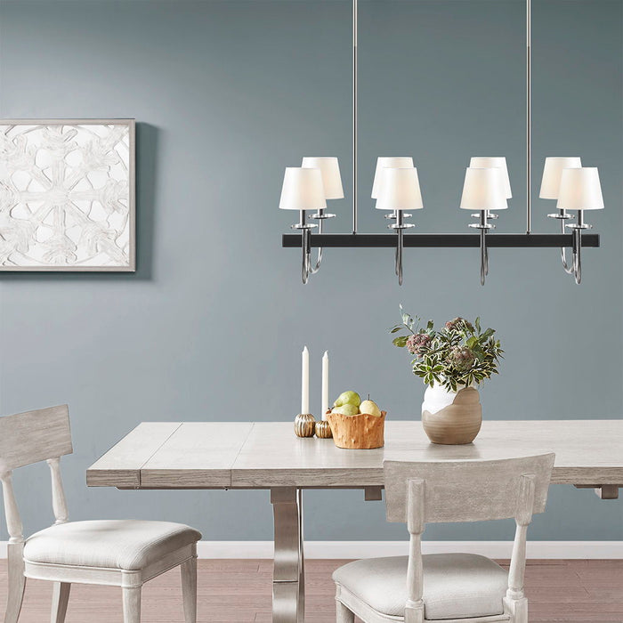 Fairmount - 8 Light Traditional Chandelier With Drum Shades - Black / Silver - Simple Home Plus