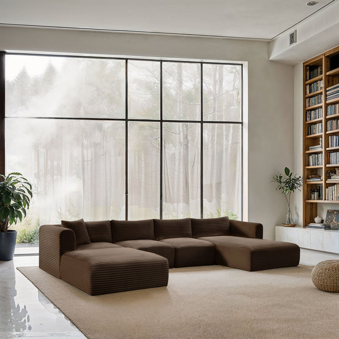 Shaggy - 5 Piece Modular Sectional With Chaise And Ottoman - Simple Home Plus