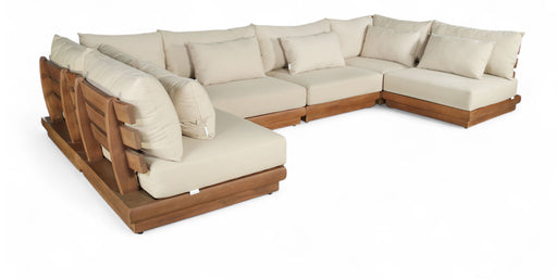 Mirella - 6 Piece Water Resistant Fabric Upholstered Outdoor Patio Modular Sectional - Simple Home Plus