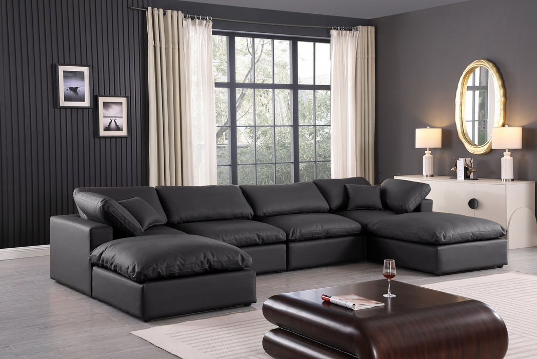 Comfy - 6 Piece Faux Leather Modular Double Chaise Sectional - Simple Home Plus