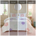 Gracie - Floral Reversible Tufted Chenille Twin Comforter Set With Flower Throw Pillow - White / Purple - Simple Home Plus