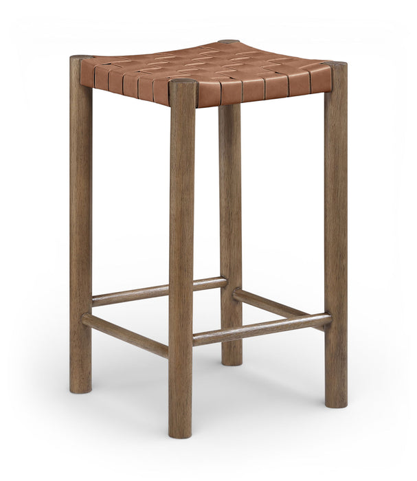 Entwine - Vegan Leather Upholstered Backless Counter Stool - Painted Brown - Simple Home Plus