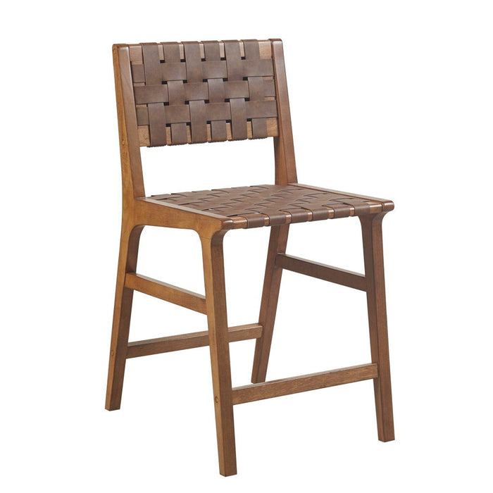 Oslo - Faux Leather Woven Counter Stool 24"H - Brown - Simple Home Plus
