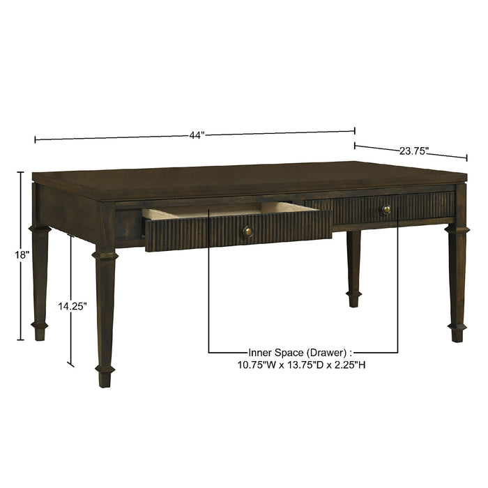 Kenna - Fluted 2 Drawer Coffee Table - Brown - Simple Home Plus