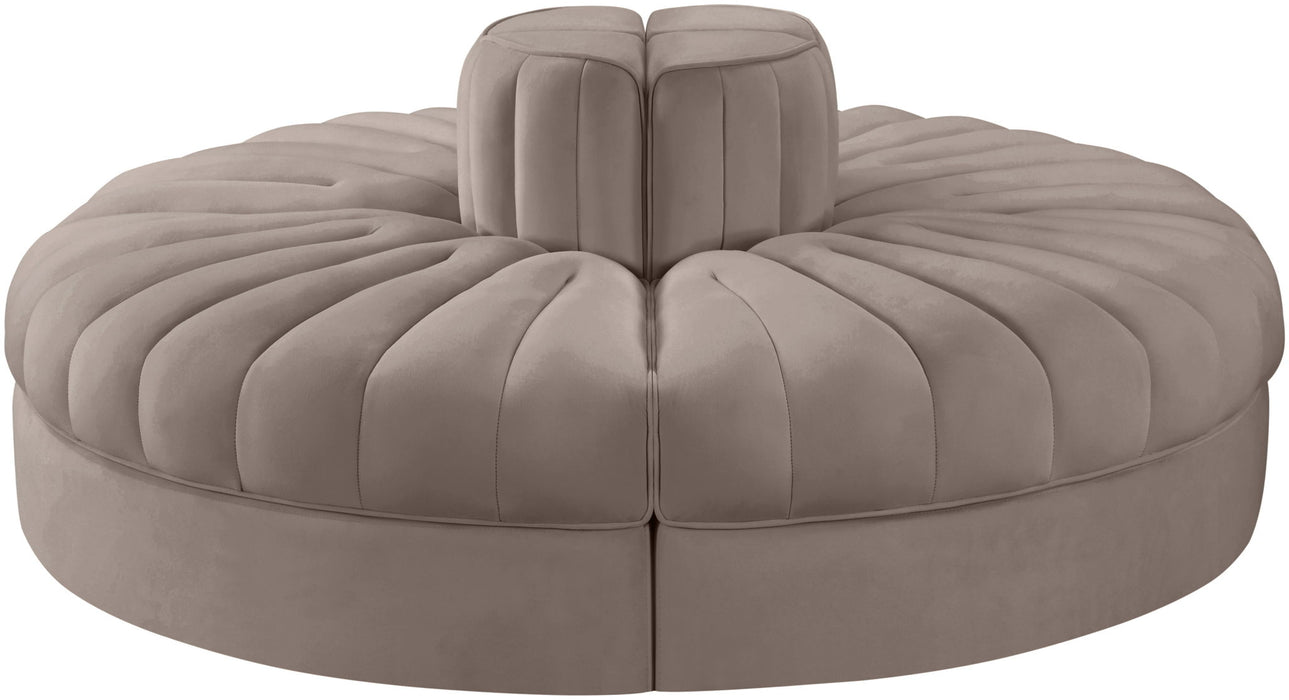 Rummi - Round Velvet Performance Fabric Upholstered 4 Piece Modular Sofa - Simple Home Plus