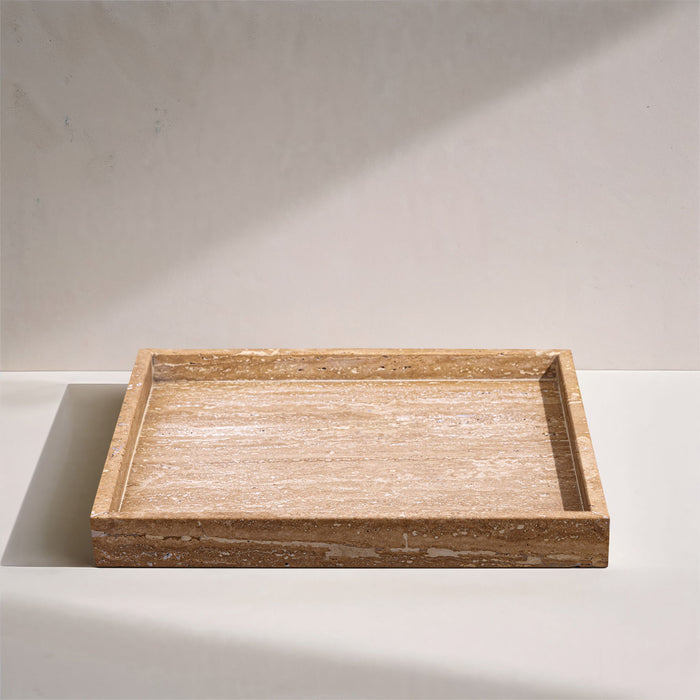 Barletta - Travertine Square Tray - Natural - Simple Home Plus