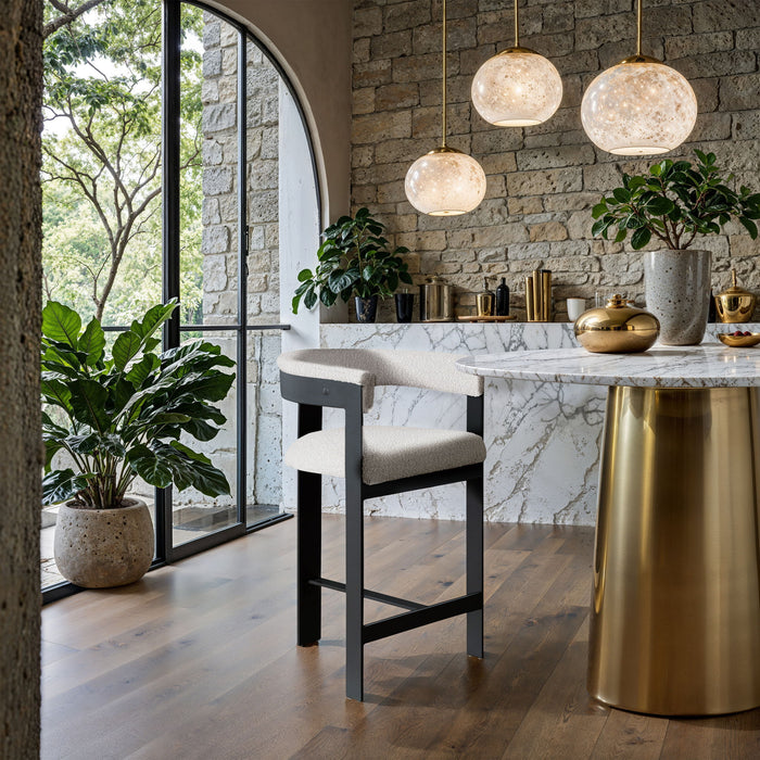 Romeo - Boucle Counter Stool With Black Base (Set of 2) - Simple Home Plus