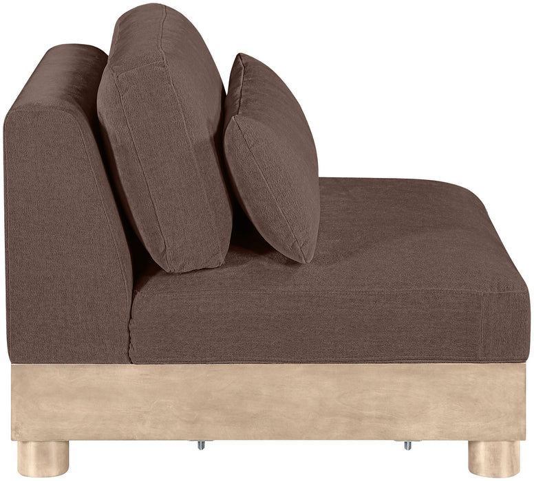 Turin - Chenille Fabric Upholstered Modular Armless Chair - Natural Base - Simple Home Plus