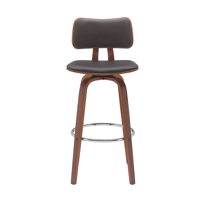 Pico - Swivel Walnut Wood Faux Leather Stool - Simple Home Plus