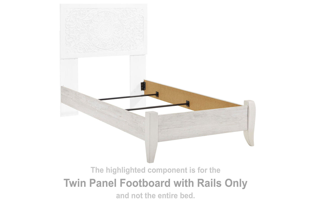 Paxberry - Twin Panel Footboard w/Rails - Whitewash - Simple Home Plus