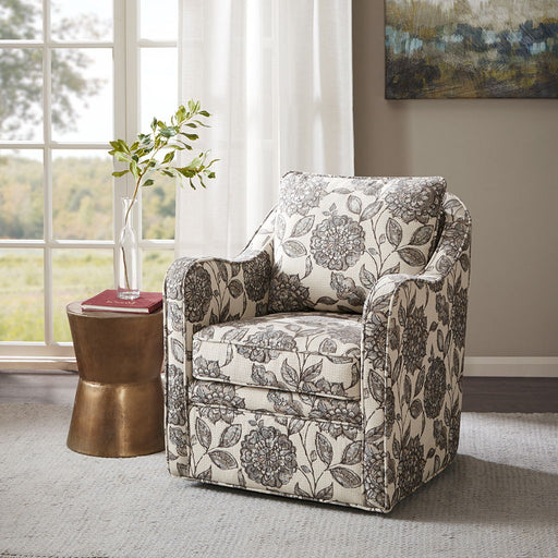 Brianne - Slub Weave Wide Seat Swivel Arm Chair - Multi - Simple Home Plus