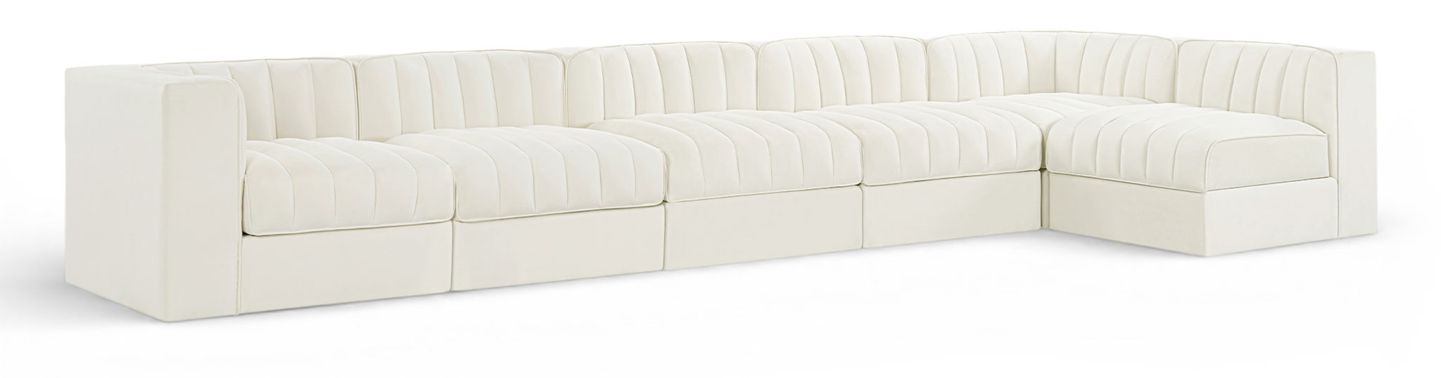 Rummi - Velvet Performance Fabric Upholstered 6 Piece Modular Sectional, L-Shaped (Right) - Simple Home Plus