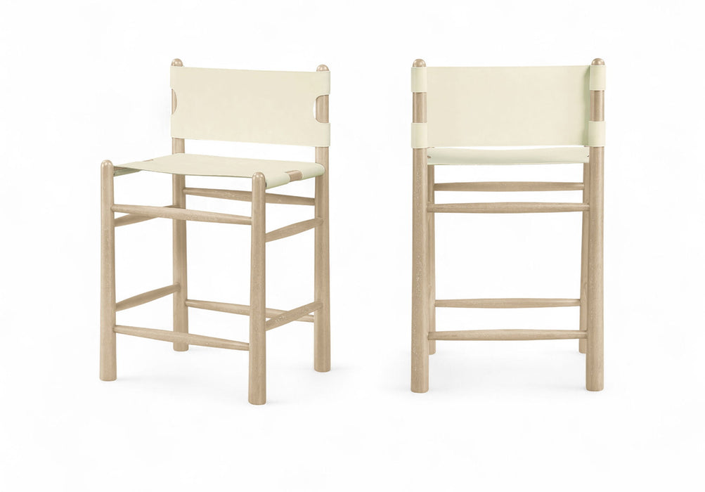 Santos - Upholstered Counter Stool With Stained Natural Base - Simple Home Plus