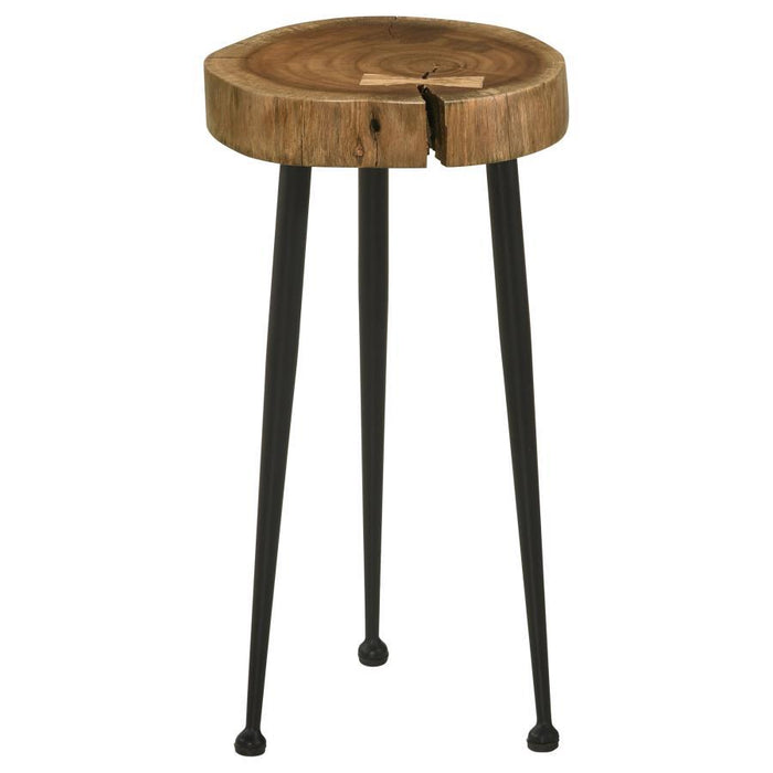 Keith - Round Solid Tree Trunk Side Table - Natural And Black - Simple Home Plus