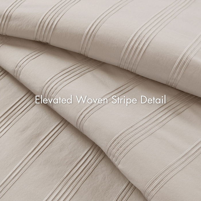 Logan - Twin/Twin Long Striped Comforter Set - Neutral - Simple Home Plus