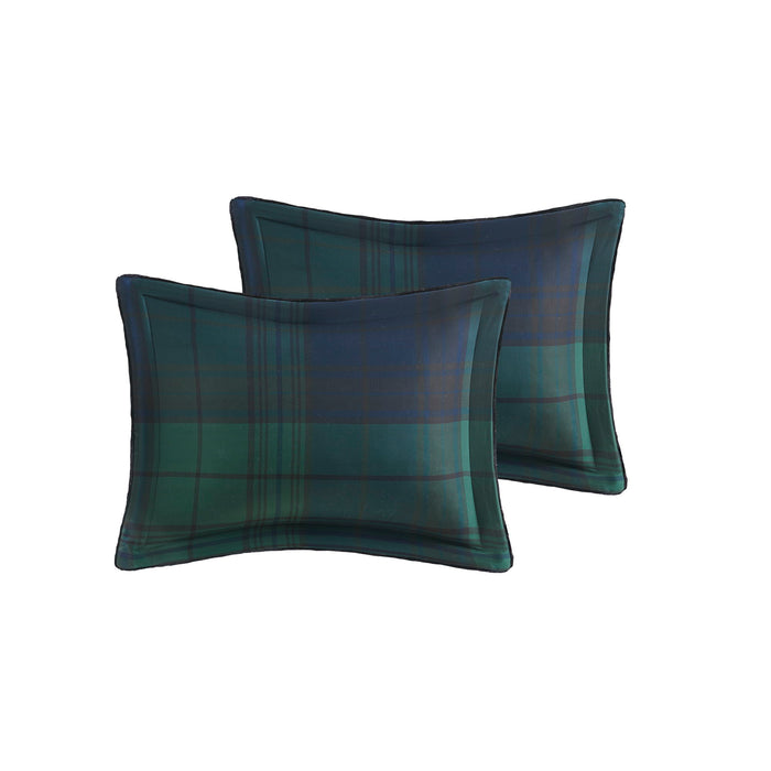 Bernston - Faux Wool to Faux Fur Down Alternative Comforter Set - Green Plaid - Simple Home Plus