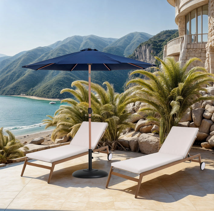 Fiji - Aluminum Patio Umbrella With Round Black And Teak Base - Simple Home Plus