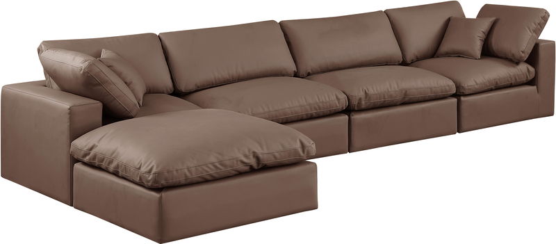 Comfy - 5 Piece Faux Leather Modular Sectional With Chaise