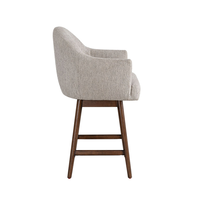 Jaxon - Brown Solid Wood Upholstered 26" Counter Height Swivel Barstool - Simple Home Plus