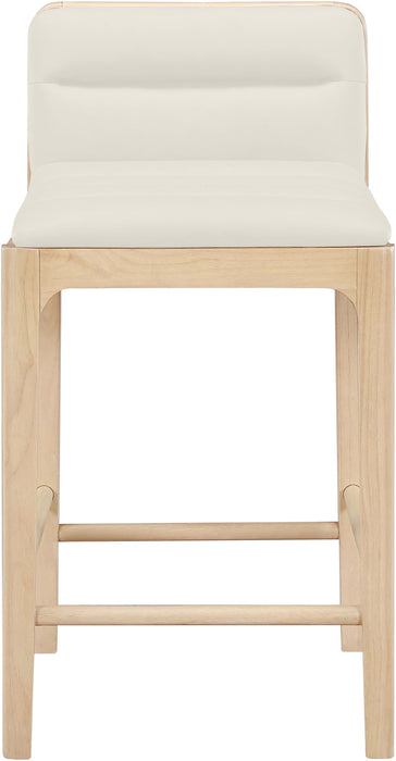 Ellis - Vegan Leather Upholstered Counter Stool (Set of 2) - Natural Base - Simple Home Plus