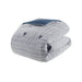 Essence - Oversized Cotton Clipped Jacquard Comforter Set With Euro Shams and Throw Pillows - Blue - Simple Home Plus