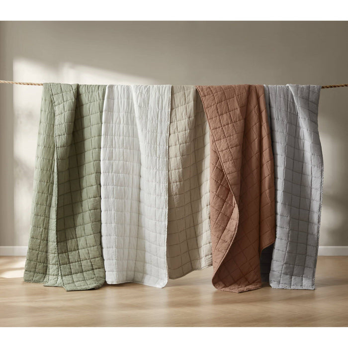 100% Linen - Full/Queen Linen Garment Washed Quilt Set - Clay - Simple Home Plus
