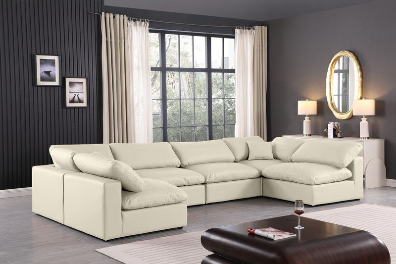 Comfy - 6 Piece Faux Leather Modular Armless Sectional
