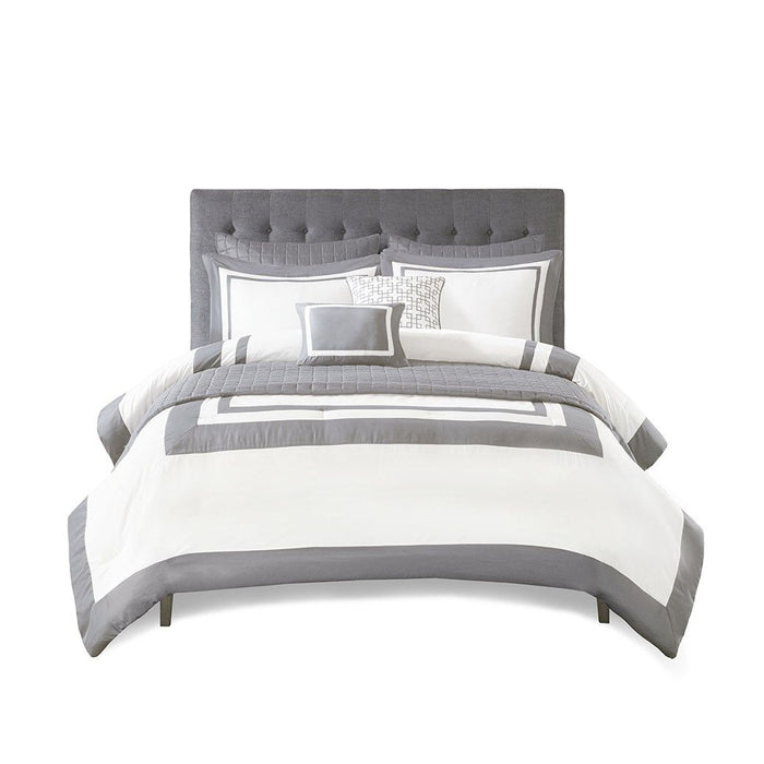 Heritage - King 8 Piece Comforter And Coverlet Set Collection - Gray - Simple Home Plus