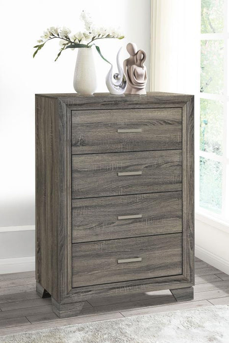Wright - 4-Drawer Chest Of Drawers - Brown Oak - Simple Home Plus